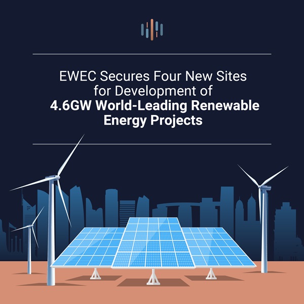 EWEC Secures Four New Sites for Development of 4.6GW World-Leading Renewable Energy Projects